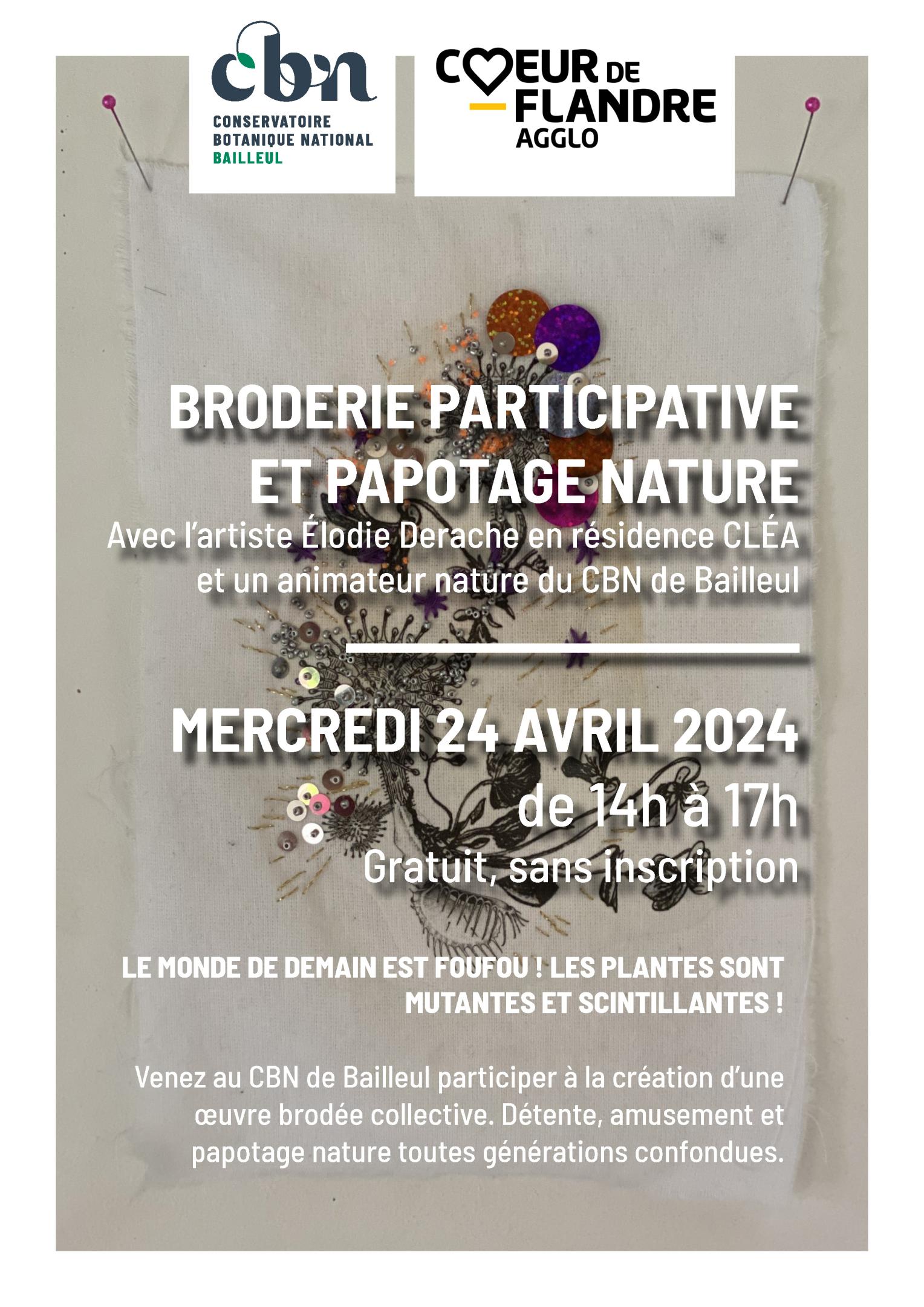 Broderie participative et papotage nature au CBN de Bailleul