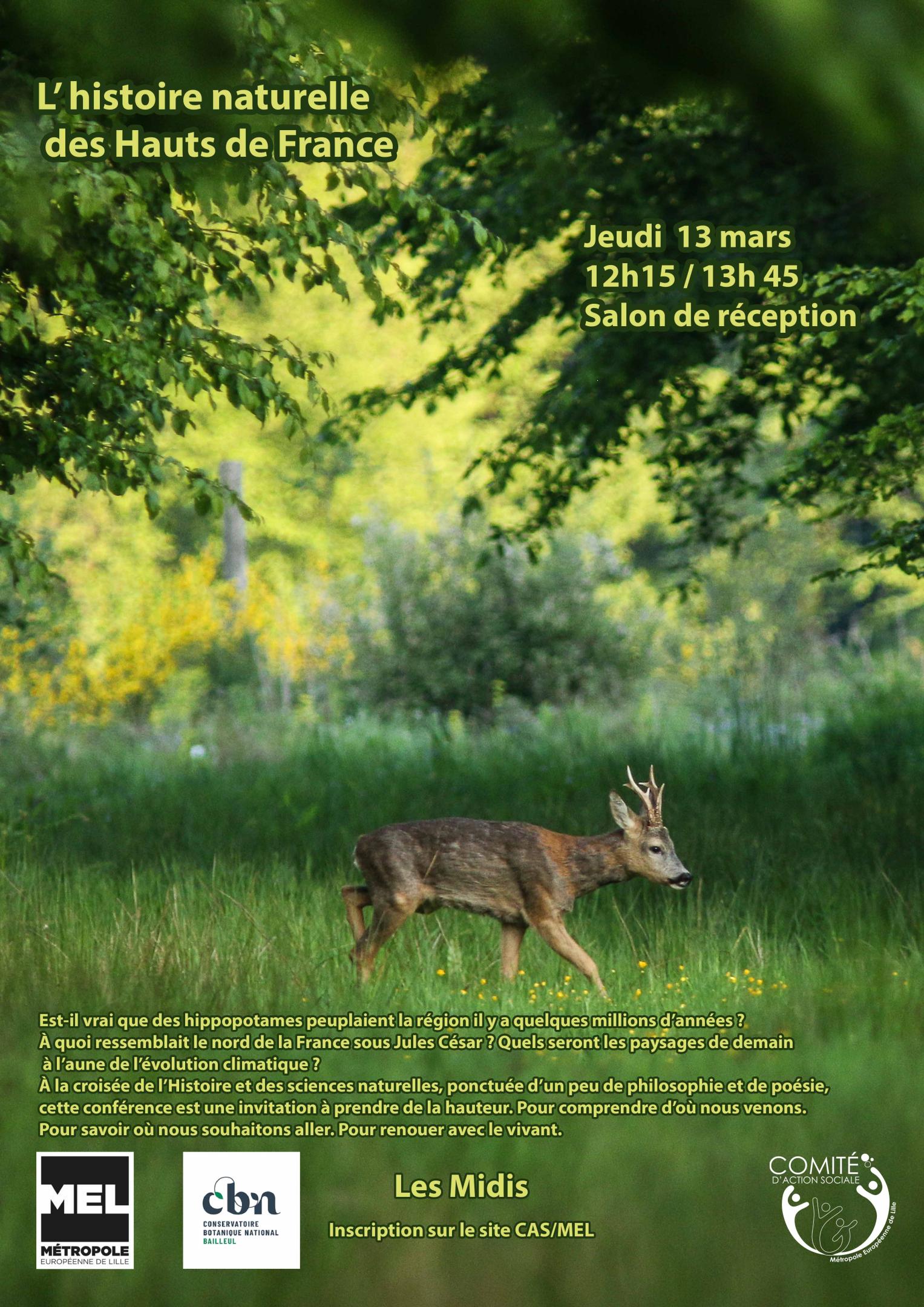Conférence "L'histoire naturelle des Hauts-de-France" à Lille (Nord)
