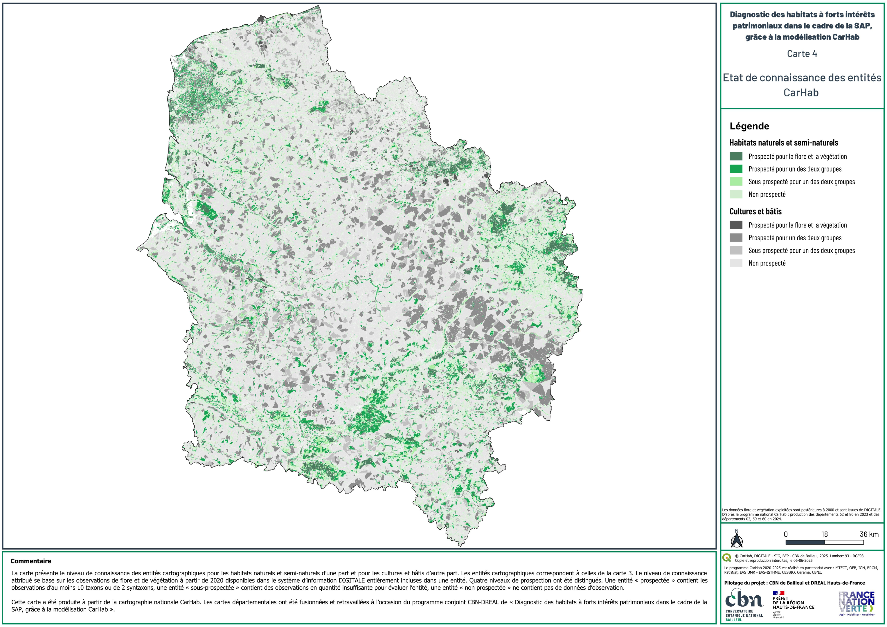 Carte de l’état de connaissance des habitats naturels des Hauts-de-France